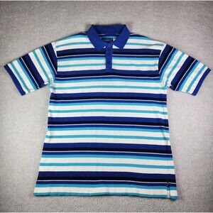 Evolution In Design Striped Short Sleeve Polo Shirt Mens Size 2XL Blue